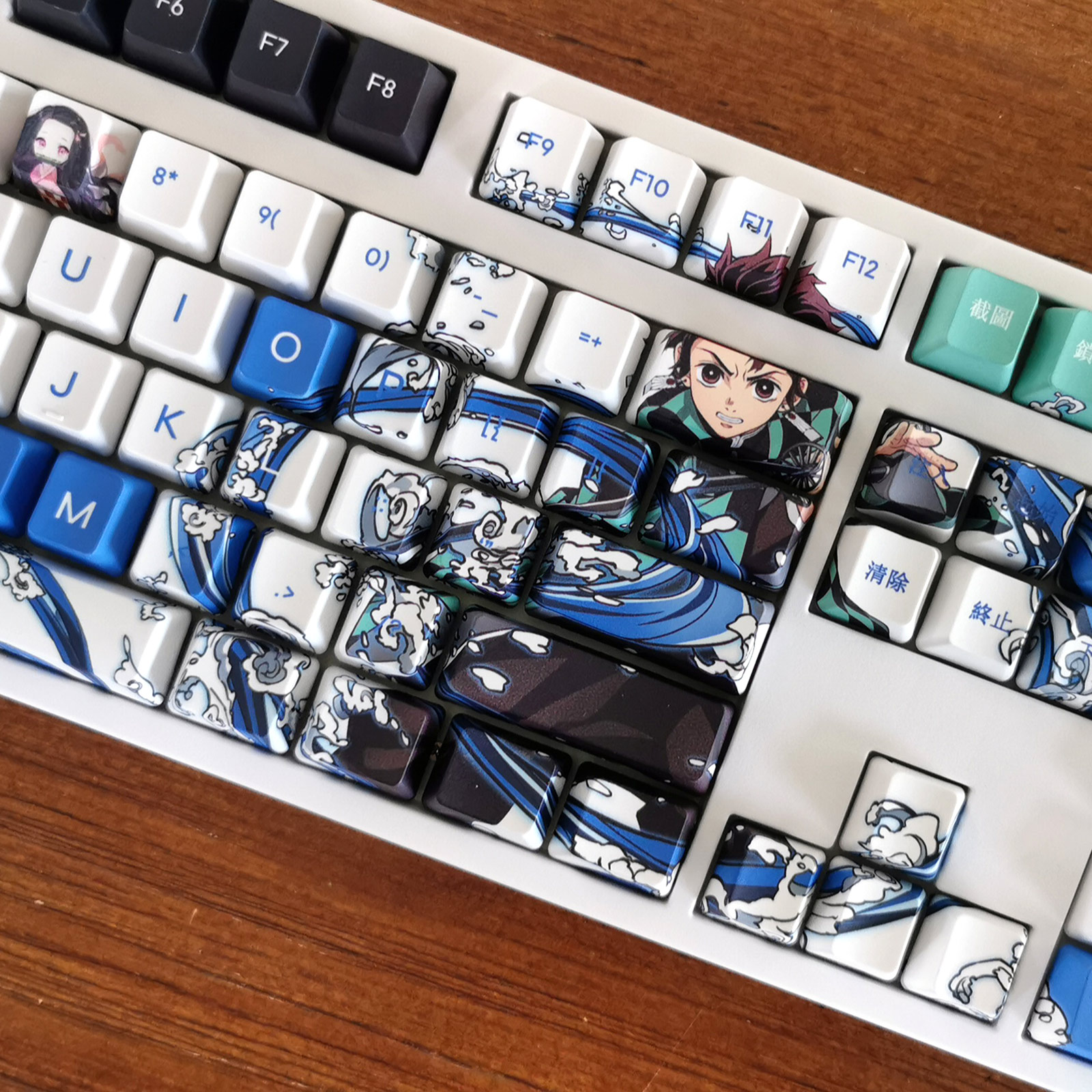 Demon Slayer Tanjirou Theme Pbt Material Keycaps 108 Keys Set for Mechanical Keyboard Oem Profile Only 1 - Anime Keyboard