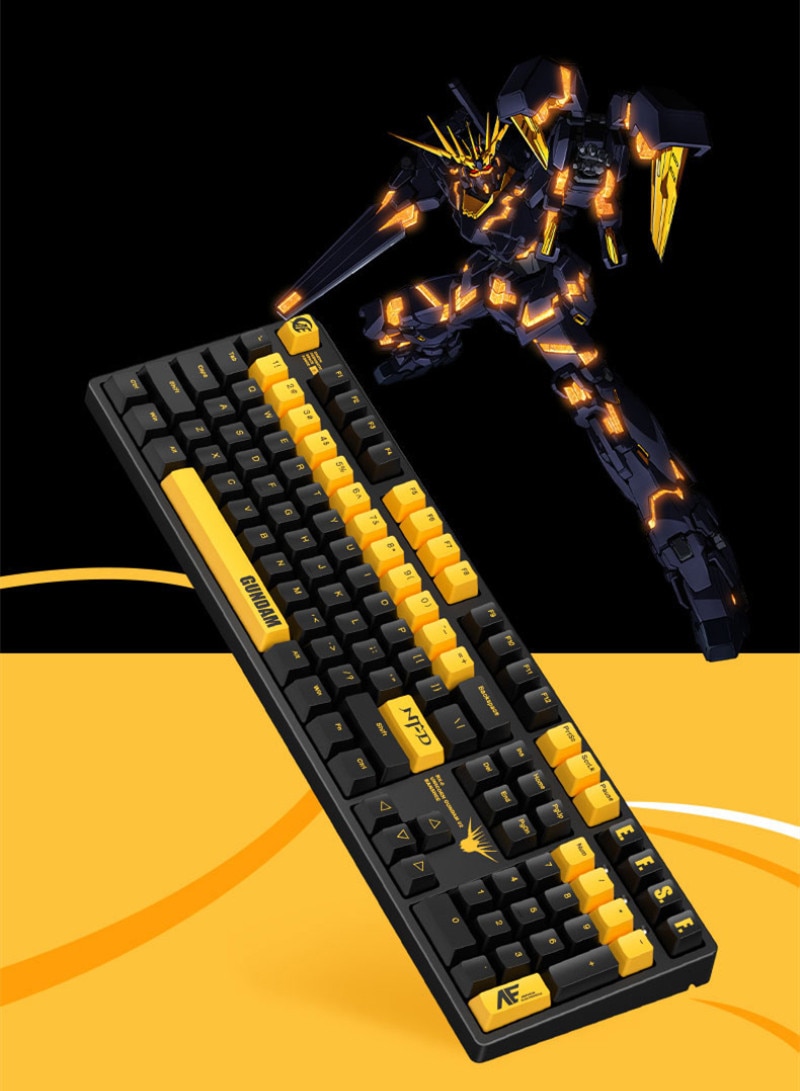 Ikbc Gundam Banshee 2 4G wireless mechanical keyboard 108keys Black Robot quadratic element Cherry switches gaming 1 - Anime Keyboard