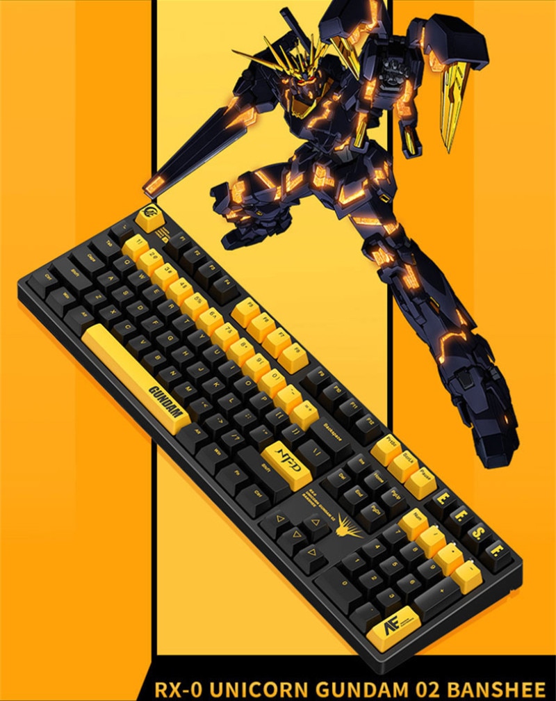 Ikbc Gundam Banshee 2 4G wireless mechanical keyboard 108keys Black Robot quadratic element Cherry switches gaming - Anime Keyboard