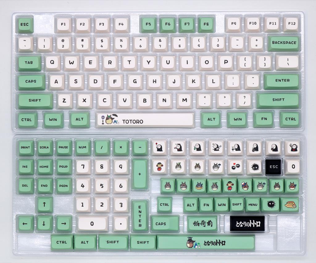 Totoro Design Green White Keycaps For Cherry Mx Gateron Kailh Box TTC Cross Switch Mechanical Keyboard - Anime Keyboard